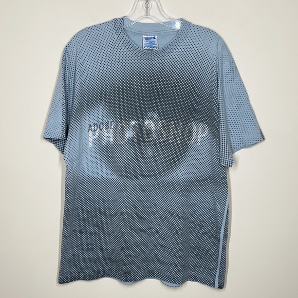 Vintage 90s Hanes Beefy Adobe Photoshop 3 Graphic Design All Over Print T-Shirt - Picture 2 of 5